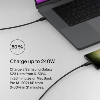 Кабель Belkin BoostCharge USB-C - USB-C 2м 240W (CAB015bt2MBK) Black