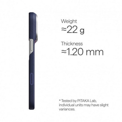 Чехол Pitaka Weaving Edge Case для iPhone 18 Pro / 17 Pro (KI1821P) Sapphire Blue