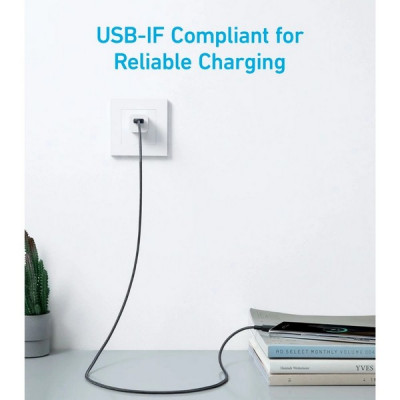 Кабель Anker 322 USB-A to USB-C 0.9 м (A81H5H21) White/Белый