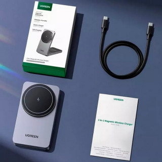 Беспроводное зарядное устройство Ugreen W528 2-in-1 7.5W с кабелем USB-C-USB-C (45056) серый