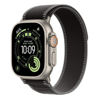 Apple Watch Ultra 3, 49mm, титан светлого цвета, ремешок Trail цвета «черный/угольно-черный» (2025)