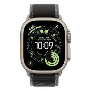 Apple Watch Ultra 3, 49mm, титан светлого цвета, ремешок Trail цвета «черный/угольно-черный» (2025)