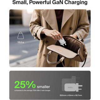 Сетевое зарядное устройство Belkin 3-Port 70W GaN Wall Charger (WCH018hqWH) White