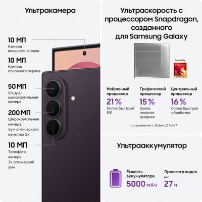 Смартфон Samsung Galaxy Z Fold8 Ultra 12/512 ГБ Violet Shadow