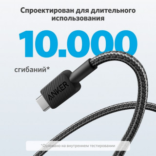 Кабель Anker 322 USB-A to USB-C 1.8 м (A81H6H11/A81H6G11) черный