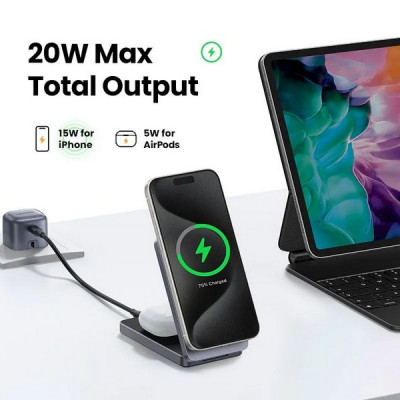 Беспроводное зарядное устройство Ugreen W706 2-in-1 15W Qi2 (45057) белый