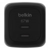 Сетевое зарядное устройство Belkin BoostCharge Pro 2*USB-C 67W (WCH020kqBK) Black