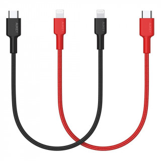Кабель Aukey USB-C to Lightning 30 cm 2 шт. (CB-CL06) Black/Red