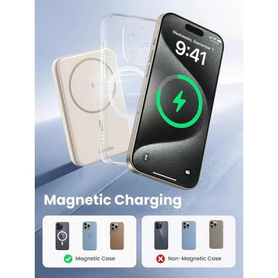 Внешний аккумулятор Ugreen PB560 5000mAh Magnetic Wireless Power Bank 15W (25207) белый