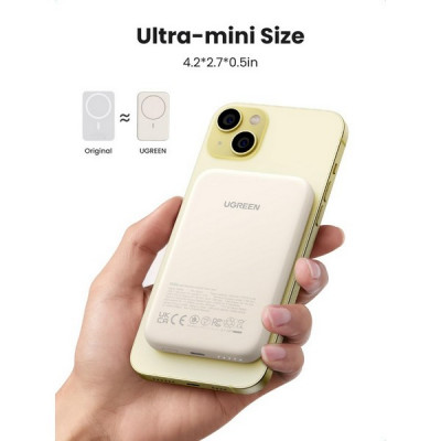 Внешний аккумулятор Ugreen PB560 5000mAh Magnetic Wireless Power Bank 15W (25207) белый