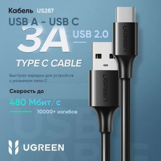 Кабель Ugreen US287 USB-A 2.0 - USB-C Cable Nickel Plating 1.5 м (60122) White