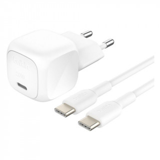 Сетевое зарядное устройство Belkin BoostCharge USB-C Compact Wall Charger 20W с кабелем (WCA009kq1MWH-B6) White