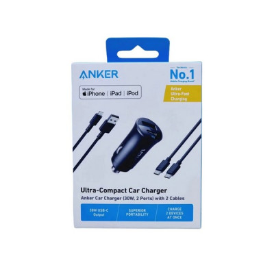 Автомобильное зарядное устройство Anker 30 Вт с кабелем (B2741H11) Black