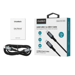 Кабель Choetech USB-C 4.0 Cable 240W PD 8k 60Hz 1.20 м (XCC-1040) черный