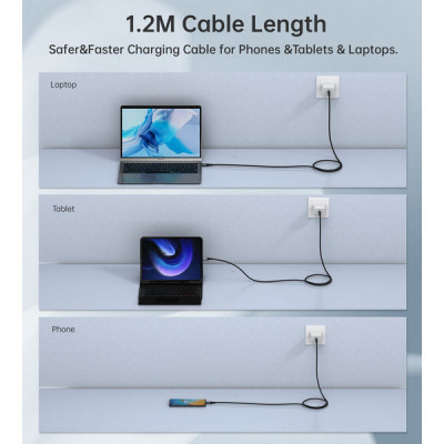 Кабель Choetech USB-C 4.0 Cable 240W PD 8k 60Hz 1.20 м (XCC-1040) черный
