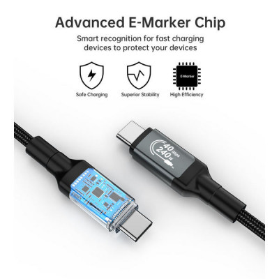 Кабель Choetech USB-C 4.0 Cable 240W PD 8k 60Hz 1.20 м (XCC-1040) черный