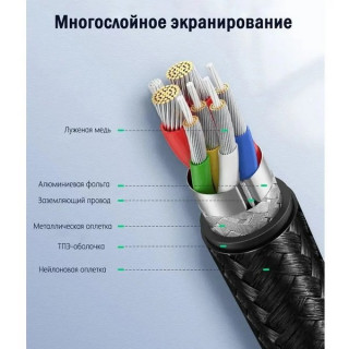 Кабель Ugreen US288 USB-A 2.0 - USB-C Cable Nickel Plating Aluminum Braid 1 м (60126) Black