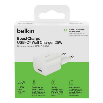Сетевое зарядное устройство Belkin BoostCharge Wall Charger USB-C 25W (WCA012kqWH) White