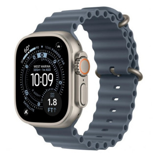 Apple Watch Ultra 3, 49mm, титан светлого цвета, ремешок Ocean цвета «якорный синий» (2025)