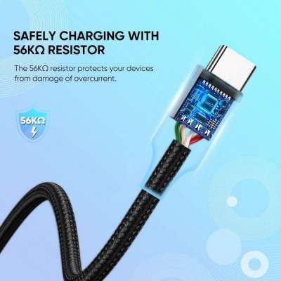 Кабель Ugreen US288 USB-A 2.0 - USB-C Cable Nickel Plating Aluminum Braid 1 м (60131) White