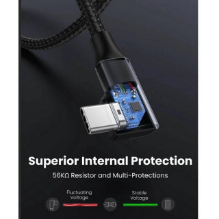 Кабель Ugreen US385 USB-A - USB-C Male 3.0 90-Degree Angled Cable 1 м (20299) Black
