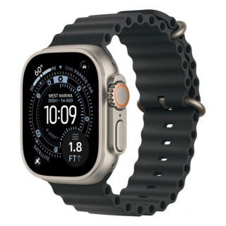 Apple Watch Ultra 3, 49mm, титан светлого цвета, ремешок Ocean черного цвета (2025)