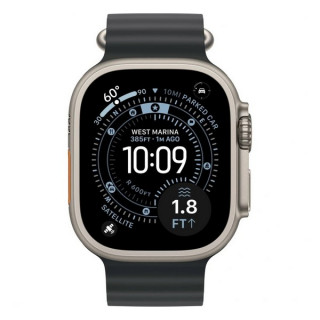 Apple Watch Ultra 3, 49mm, титан светлого цвета, ремешок Ocean черного цвета (2025)