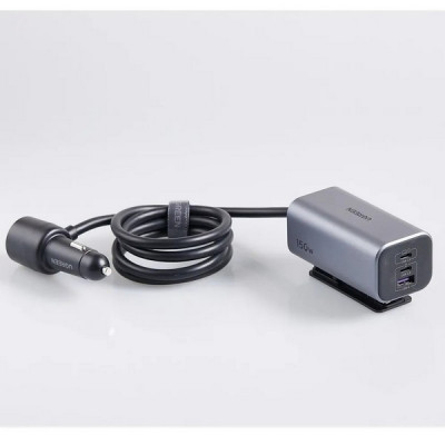 Автомобильное зарядное устройство Ugreen EC706 150W 4-Port GaN с выносом портов USB-A / 2*USB-C (35571) серый