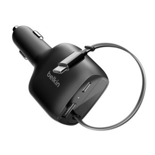Автомобильное зарядное устройство Belkin BoostCharge Retractable Car Charger 75W (CCC001hqBK) Black