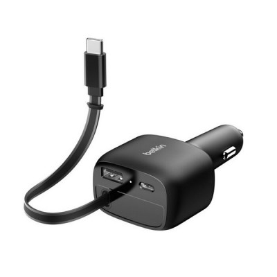 Автомобильное зарядное устройство Belkin BoostCharge Retractable Car Charger 75W (CCC001hqBK) Black