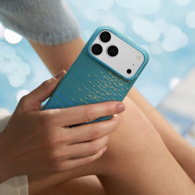 Чехол Pitaka Edge Case для iPhone 18 Pro / 17 Pro (KI1812P) Lucid Blue (Glints of Gold)