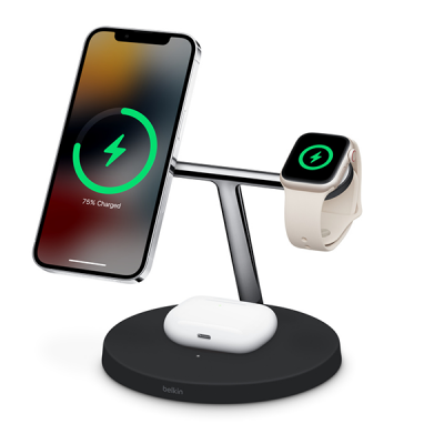 Беспроводное зарядное устройство Belkin BOOST Charge 3-в-1 Charging Stand 15 Вт (WIZ017vfBK, WIZ009myBK)