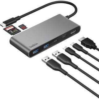 Хаб Belkin Connect USB-C Hub 7-in-1 4K@60Hz 100W (AVC023hqSGY) Space Gray