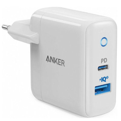 Сетевое зарядное устройство Anker PowerPort PD+2 18W USB-C PD + 15W USB-A IQ 3.0 (A2626LD1), белый