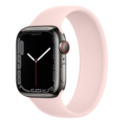 Apple Watch Series 7 GPS + Cellular 41mm Graphite Stainless Steel Case with Solo Loop (Chalk Pink)