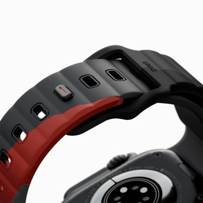 Ремешок Uniq STRIDE DE FKM Rubber для Apple Watch 49/46/45/44 мм (49MM-STRDECHRRD) Charcoal/Red