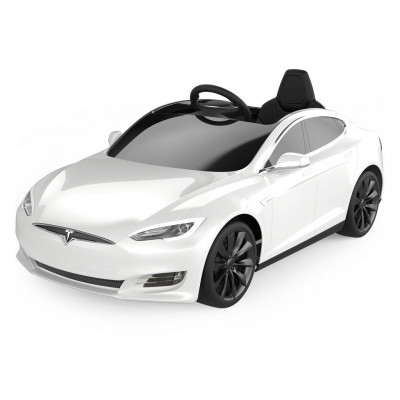 Детский электромобиль TESLA MODEL S (White / Black Rims) 1465593-00-A