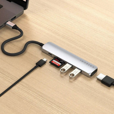 Адаптер Satechi 6-in-1 USB-C Slim Multiport Adapter 4K (ST-P6SS) Silver