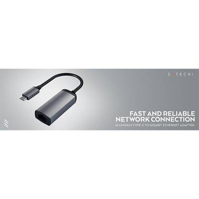 Адаптер Satechi Aluminium USB-C to Ethernet (ST-TCENM) серый