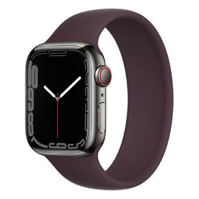 Apple Watch Series 7 GPS + Cellular 41mm Graphite Stainless Steel Case with Solo Loop (Dark Cherry)