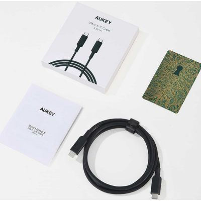 Кабель Aukey USB-C to USB-C 4K 100 Вт 5А 1 м (CB-CD23) черный