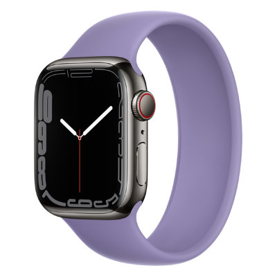 Apple Watch Series 7 GPS + Cellular 41mm Graphite Stainless Steel Case with Solo Loop (English Lavender)