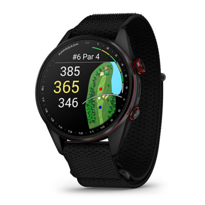 Умные часы Garmin Approach S72 47 мм Carbon Gray/Red DLC Titanium Bezel with Black ComfortFit Fabric Band (010-04148-00)