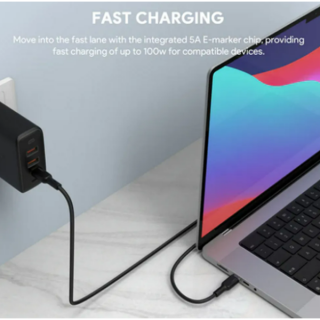 Кабель Aukey USB-C to USB-C 100 Вт 5А 1 м (СB-KCC101) черный