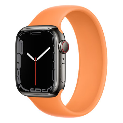 Apple Watch Series 7 GPS + Cellular 41mm Graphite Stainless Steel Case with Solo Loop (Marigold)