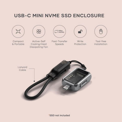 Бокс для жесткого диска Satechi Mini NVMe SSD USB4 Enclosure (ST-E2230M) серый