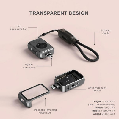 Бокс для жесткого диска Satechi Mini NVMe SSD USB4 Enclosure (ST-E2230M) серый