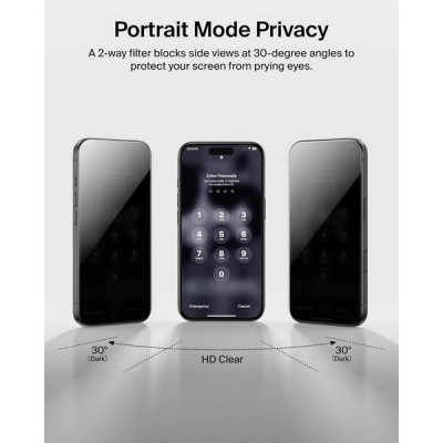 Защитное стекло Belkin ScreenForce InvisiGlass Privacy Filter для iPhone 17 Pro Max (OVA214hq)