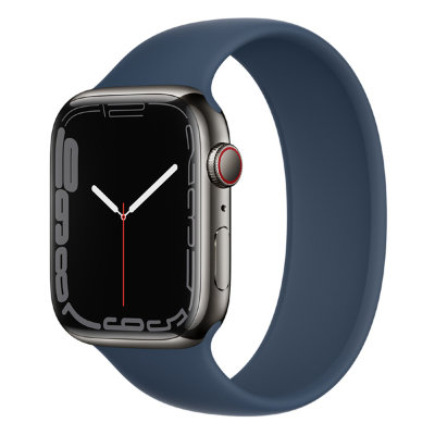 Apple Watch Series 7 GPS + Cellular 45mm Graphite Stainless Steel Case with Solo Loop (Abyss Blue)