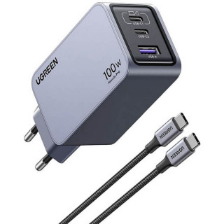 Зарядное устройство Ugreen X757 Nexode Pro GaN Tech Fast Charger (USB-A/2хUSB-C) 100W (25874) серый
